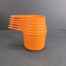 Vintage Tupperware Set Of 6 Harvest Orange Stacking Measuring Cups Complete