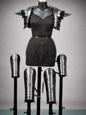Female Blackened Knight Armor Set: Medieval Steel Chainmail, LARP, Cosplay