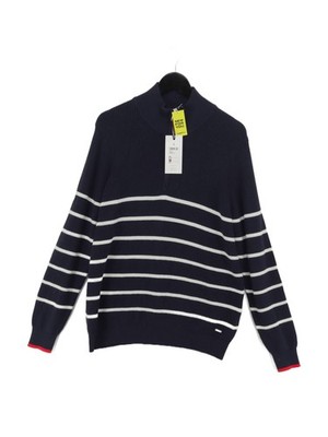 Joules Herren Pullover XXL blau gestreift 100% Baumwolle Mock Neck Pulli