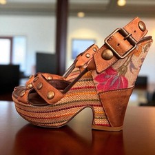 Vero Cuoio Vintage Plateau Clogs Damen Holzschuhe Sandalen 39 Made In Italy