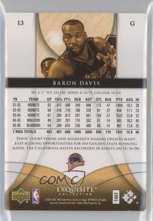 2006-07 Upper Deck Exquisite Collection /225 Baron Davis #13 - Image 2 of 2