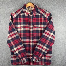 Fat Face Jacke Herren Medium rot kariert Wolle Sherpa gefüttert Chore Shacket Holzfäller