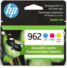 HP 962 Cyan/Magenta/Yellow Standard Yield Ink Cartridge, 3/Pack 3YP00AN 140 