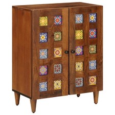 Vintage Sideboard Walnuss 60x33,5x75 cm Massivholz Mango Anrichte Schließfach