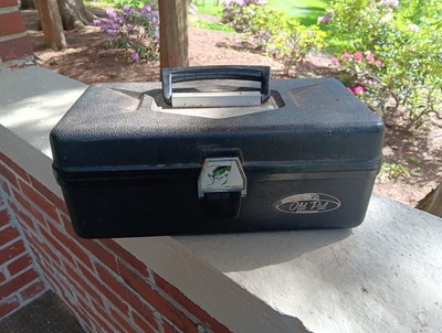 VINTAGE PF-1500 BLUEGILL OLD PAL BLACK PLASTIC FISHING TACKLE BOX