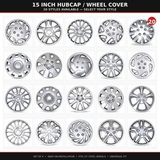 1-pc 15 Silver Snap-on Hubcap Wheel Cover For R14 Steel Rims - 20 Style Qty 1 1-pc 15 Silver Snap-on Hubcap Wheel Cover For R14 Steel Rims - 20 Style Qty 1