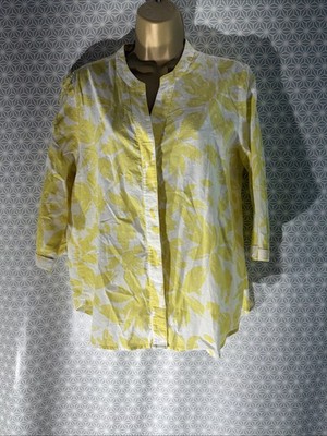 Klassisches lässiges Blusenshirt Damen M&S UK 12 weich limettenfarben Muster 3/4-Ärmel V-Ausschnitt