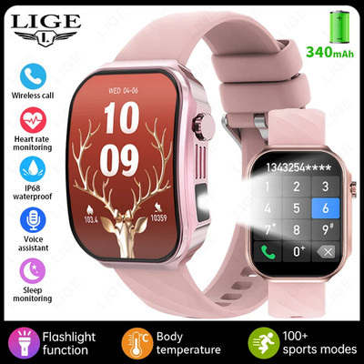 New 2.2-Inch 3D Curved Screen Smart Watch with LED Light Thermometer Health Moni