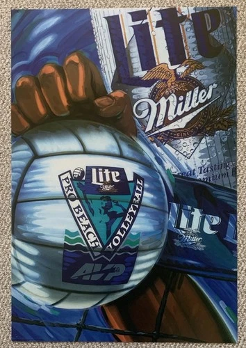 1995 Miller LITE Beer AVP Pro Beach Volleyball Sign Poster Print, Vintage