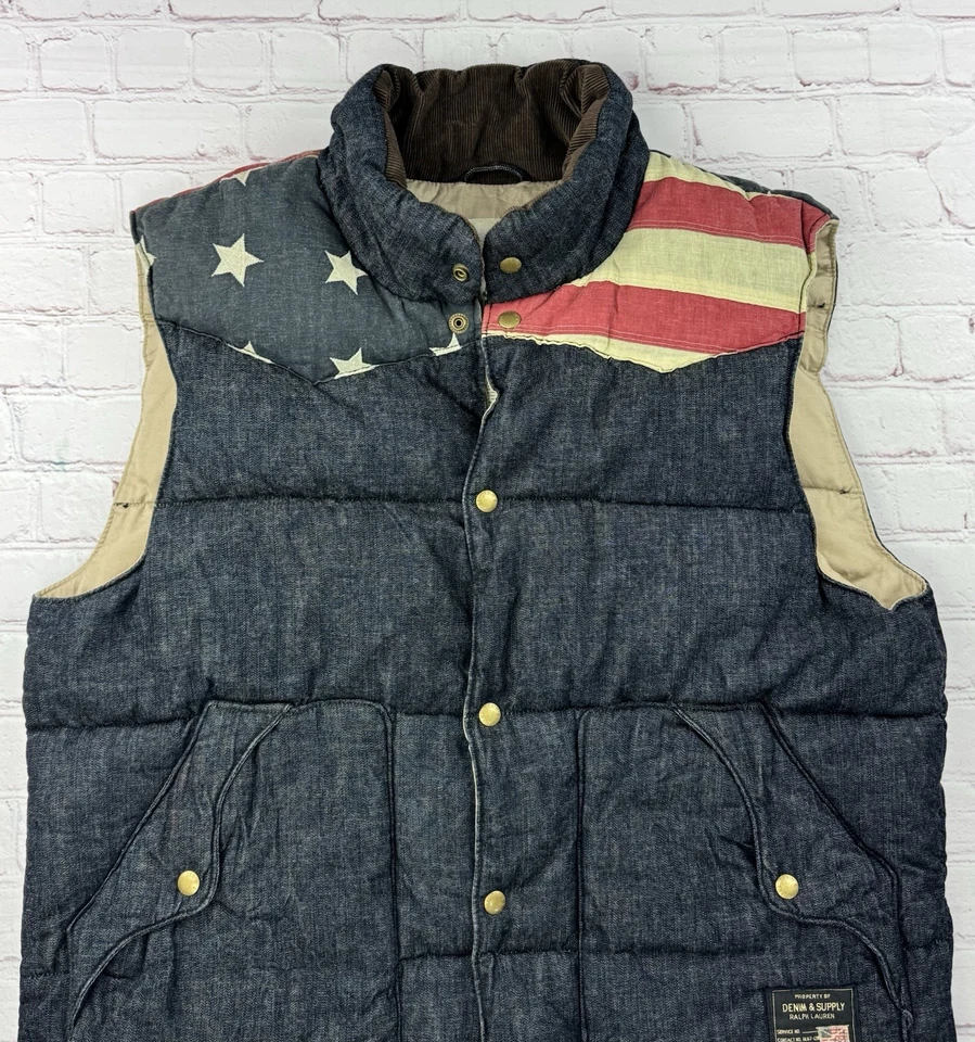 Ralph Lauren Denim & Supply American Flag Puffer Vest - Men’s Size Large - Image 4 of 4