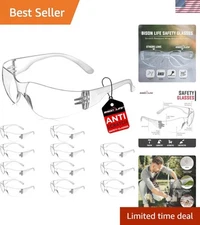 Comfortable 12-Pack of BISON LIFE Safety Glasses, Anti-Scratch, Impact-Resistant