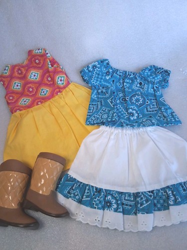 18" Doll Country Western Dress Outfits Handmade Lot Our Generation Boots