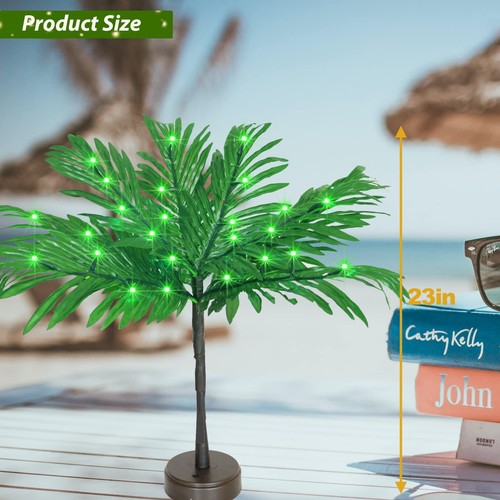 23 In Lighted Palm Tree Table Decor, Tropical Artificial Palm Tree Lights Bra... - Picture 5 of 6