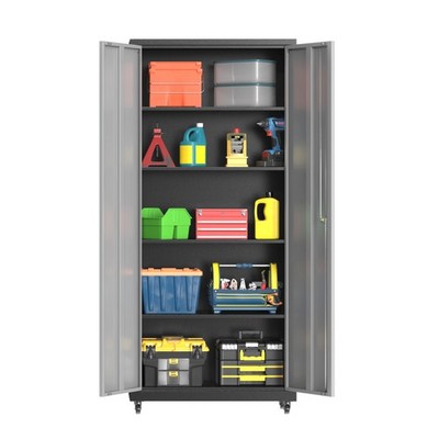 2-Doors Steel Rolling Tool Cabinet Tool Chest Storage Cabinet Garage Warehouse
