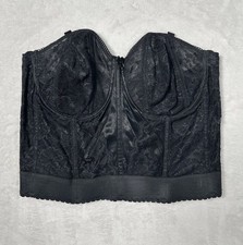 Vintage Goddess Corset Bustier 40D Black Strapless Lace Boned Pin-Up Whimsigoth