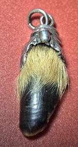 German 835 Silver Pocket Watch Chain Hunting Fob Pendant Charivari Hoof Spells