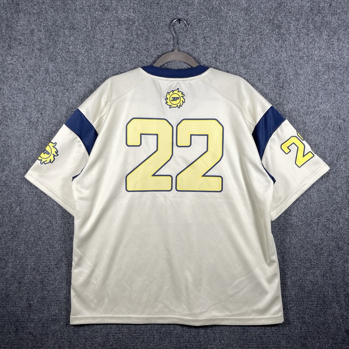 Broken Planet Yellow 22 Football Jersey T-Shirt SS24 Cream/Blue