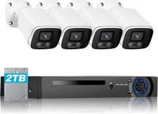 4MP PoE Security Camera System with 4 Outdoor Cameras & 8CH NVR with 2TB HDD