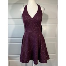 NWT City Studio Halter Dress Plum Gold Sparkle Prom Formal Size Juniors 11/12