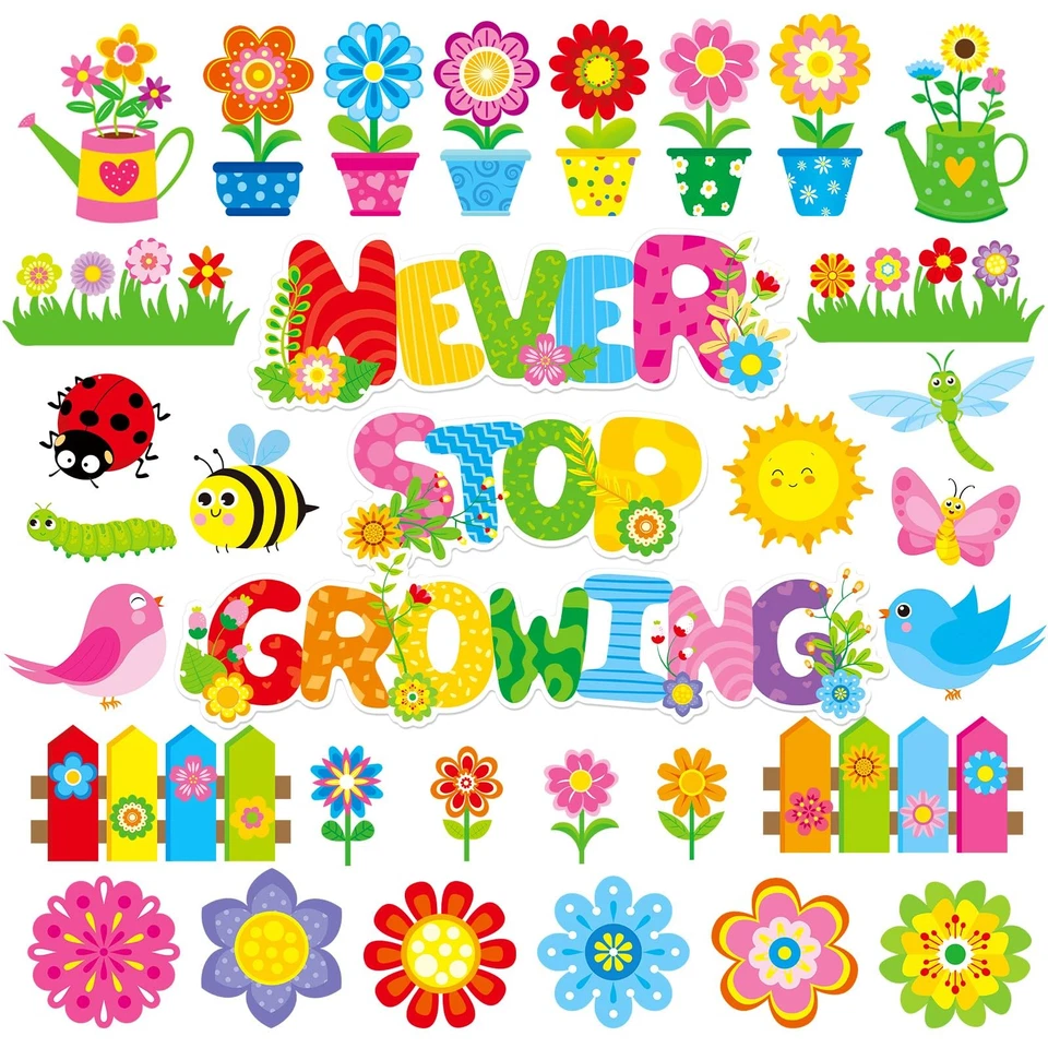 126 Pcs Spring Bulletin Board Decorations Set - Spring Flowers, Butterflies &... - Image 2 of 4