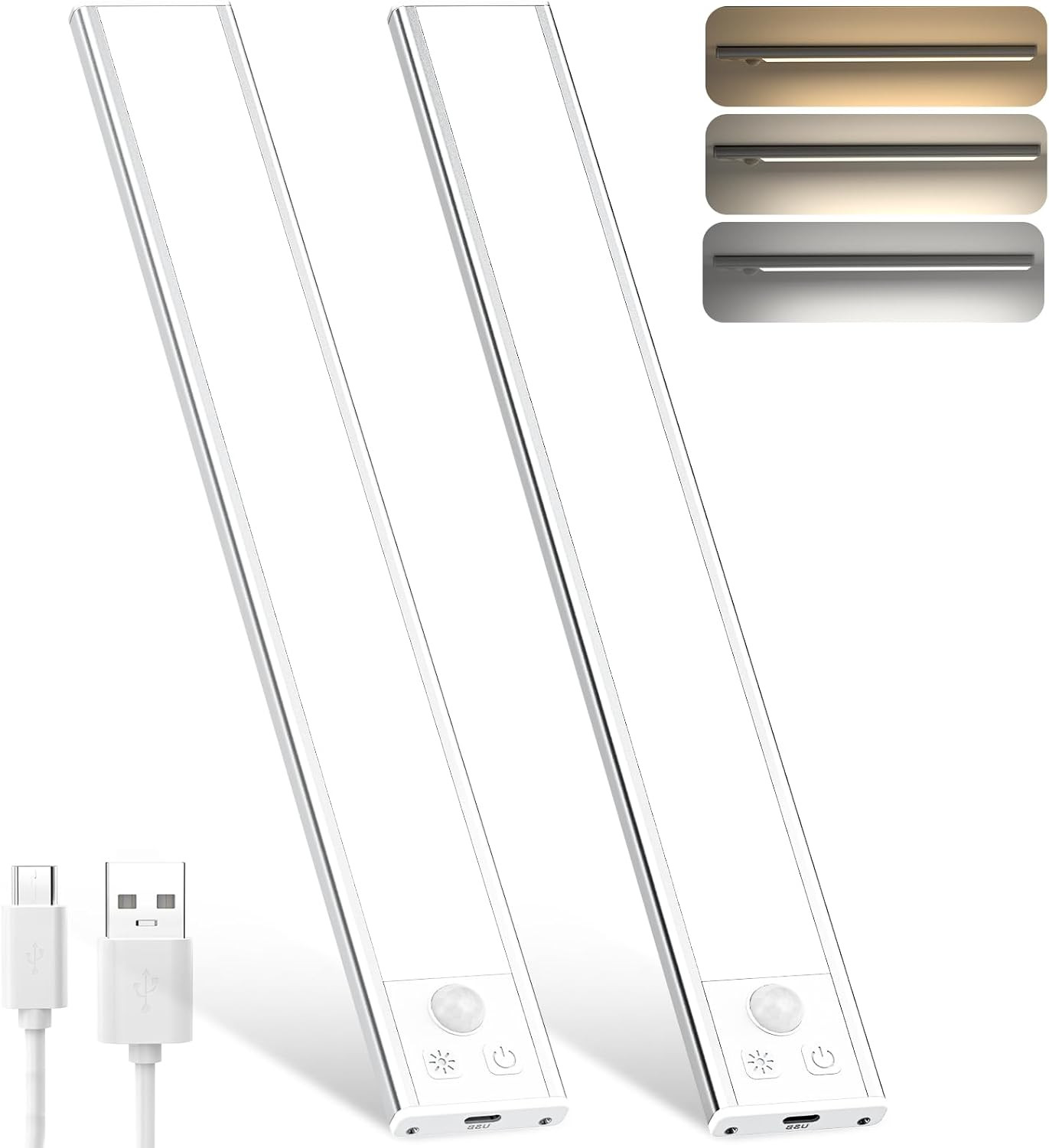 Luce Armadio LED Con Sensore, 3 Temperature Di Colore Dimmerabile, USB-C Ricaric