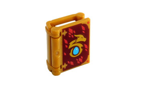 LEGO Pearl Gold Book Cover with Dragon Head Inside Baby Dragon Tile Elves 41180