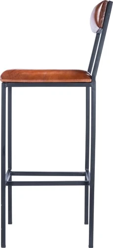 Industrial Leather Bar Stool with Iron Frame by Butler - Picture 1 of 4