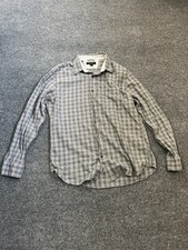 Banana Republic Men's Slim Fit Gray Check 100 Cotton Button-Up Shirt, Large