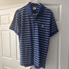 Brooks Brothers Polo Shirt Mens Large Blue Stripe 1818 Performance Cotton Slim