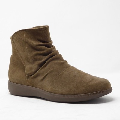 Munro Women's Scout Suede Ankle Booties Size 8.5M Brown Ruched Comfort Casual