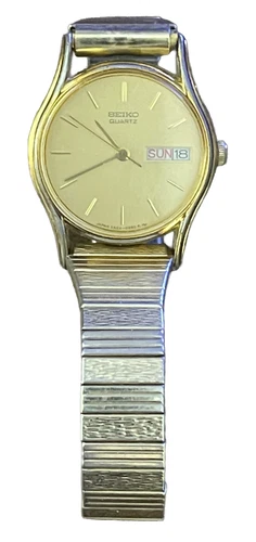 Vintage 1984 Seiko 2A23-0139 Ladies Gold Tone Day/Date Watch Speidel Expand Band