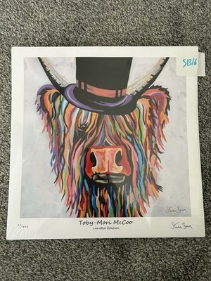 Toby Mori McCoo Limited Edition Highland Cow Wearing Top Hat Print Steven Brown