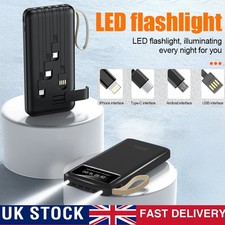 Portable 90000mah Power Bank LED Backup Battery 4 Cable Fast Charger For Phone