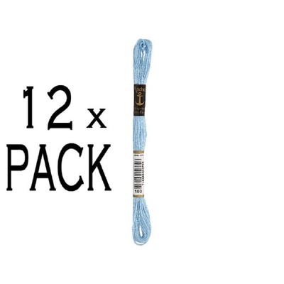 12x Anchor Sticktwist 8m, bleu, Baumwolle, Farbe 160, 6-fädig, VPE