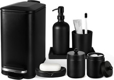 Black Bathroom Accessories Set, 7 Pcs Matte Black Bathroom Accessory Set
