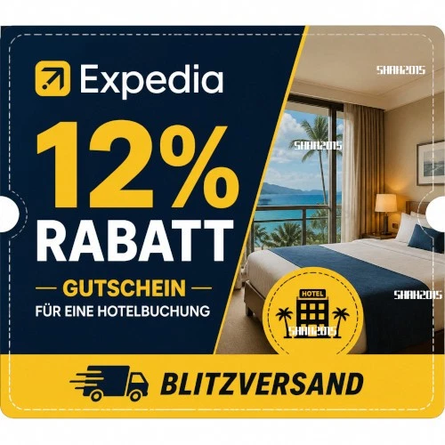 ⚡ 12% Expedia Rabatt Gutschein für eine Hotelbuchung 24/7 BLITZVERSAND ⚡ - Bild 1 von 1