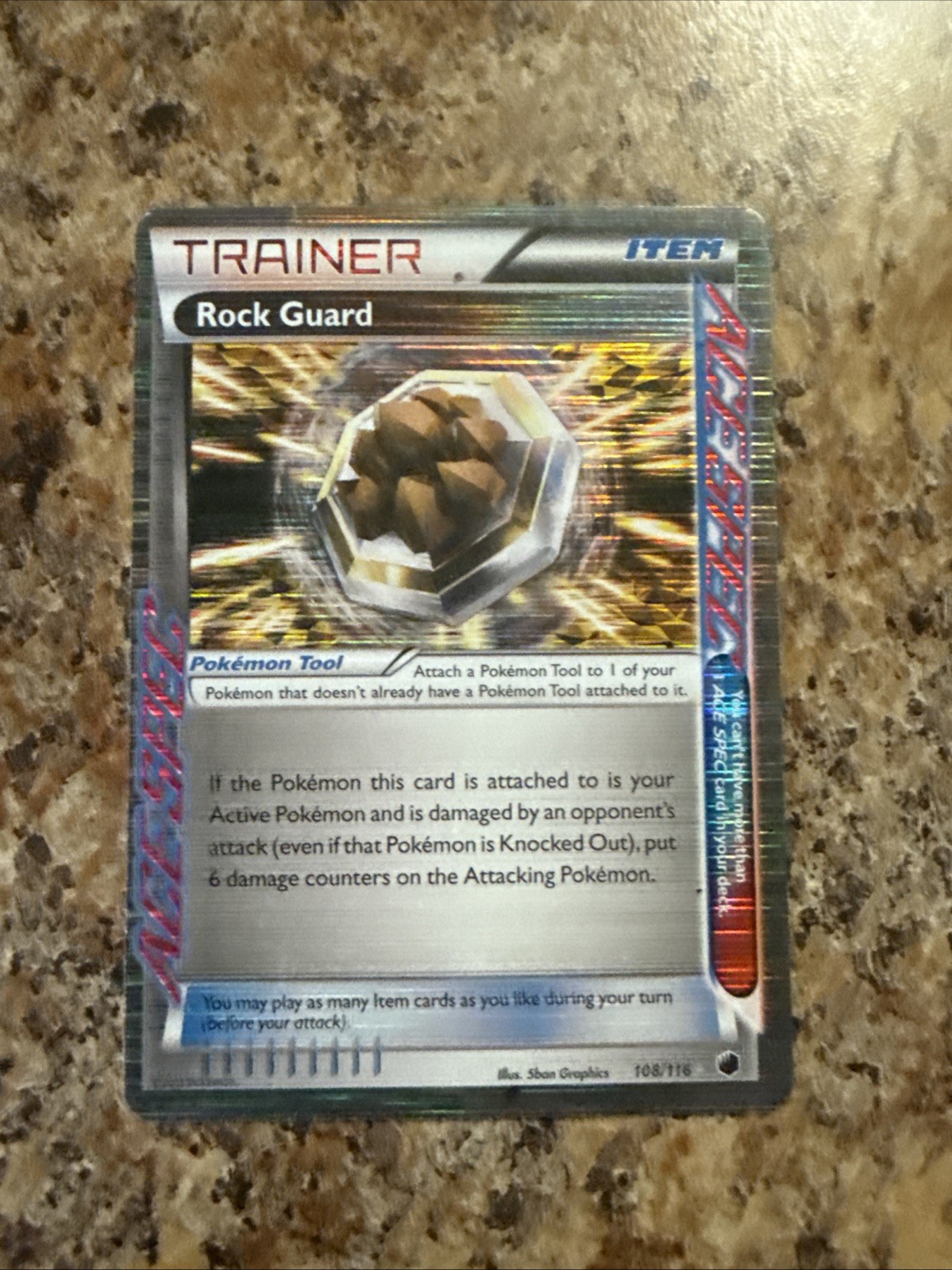 Pokemon TCG Rock Guard 108/116 Rare Holo Plasma Freeze Black & White ACE Spec NM