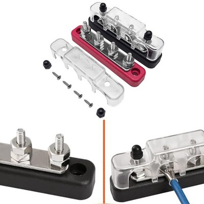 2 Stück 12V-48V Sammelschiene mit 4 x M6 Anschlussschrauben, Gleichstromverteil
