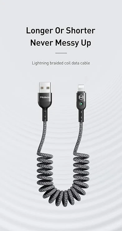 Mcdodo Retractable Coiled USB To Iphone Fast Charging Cable for Apple Iphone - image 3 of 4