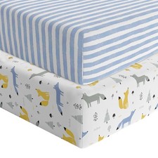   2-Pack Fitted Crib Sheets - 100 Cotton - 52" x 28" x 9" for Standard Crib ...