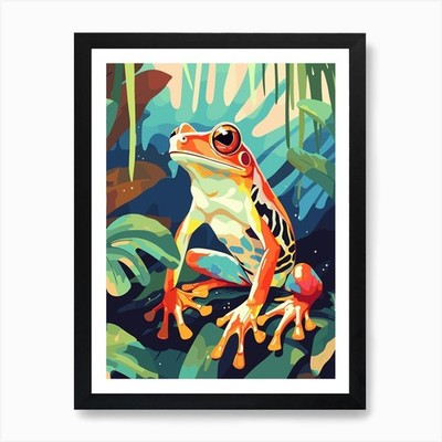 Frosch im Dschungel Kunstdruck gerahmt Wandbild Poster Leinwanddruck Bild