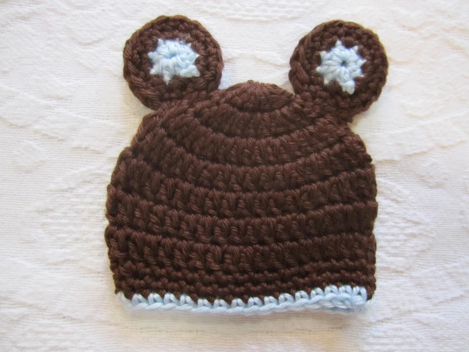 Sombrero de oso tejido a una mano 4 niño o niña 3 tallas, MICRO, PREMATURO, GEMELOS RECIÉN NACIDOS Foto 2 de 3