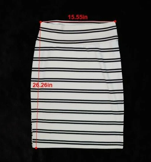 Falda lápiz elástica Lularoe crema negra rayas para mujer XL Foto 2 de 4