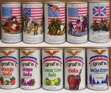 Lot of 5 Diff 1976 Graf's Graf 12 oz S/S Soda Cans Stars & Stripes Set #84 H/G