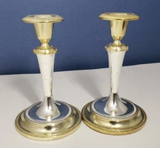SILVER PLATE CANDLESTICK HOLDERS CANDLE lot of 2 ( 6.75" Tall) - scratches