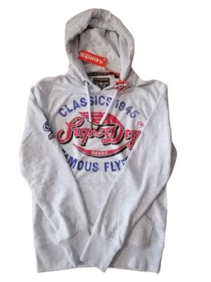 Superdry Pullover Herren Hoodie Kapuzenpullover Freizeit Sport grau