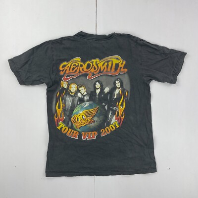 AEROSMITH T-Shirt Medium Grau Herren Grafik Baumwolle Band Tee TOUR VIP 2007 ...