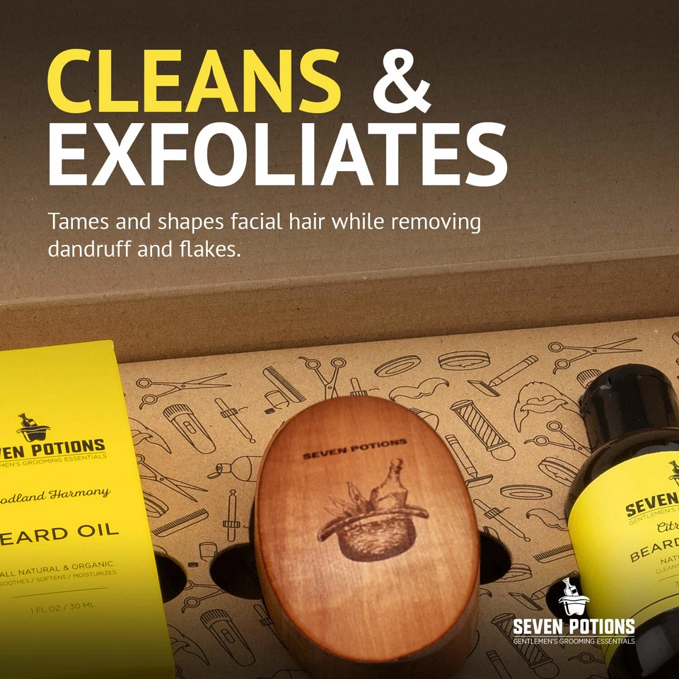 Seven Potions Beard Brush, Firm 100% First Cut Boar Bristles in Pear Wood — 第 4/4 张图片