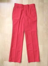 NOS Vtg 70s 80s Bright Red Polycotton Wide Leg Chino Pants Preppy Resort 31Wx33L