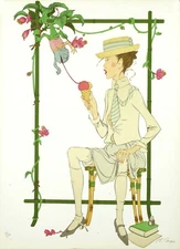 DENIS PAUL WALNUT LITHOGRAPH - CAMELEON WOMAN